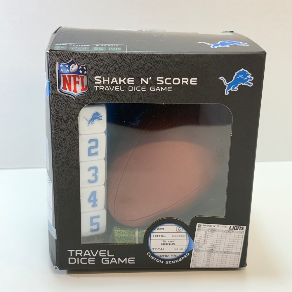 Detroit Lions Travel Dice Game MasterPieces Shake N' Score NFL Blue White